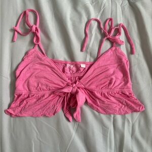 Pink Tie-Front Crop Top